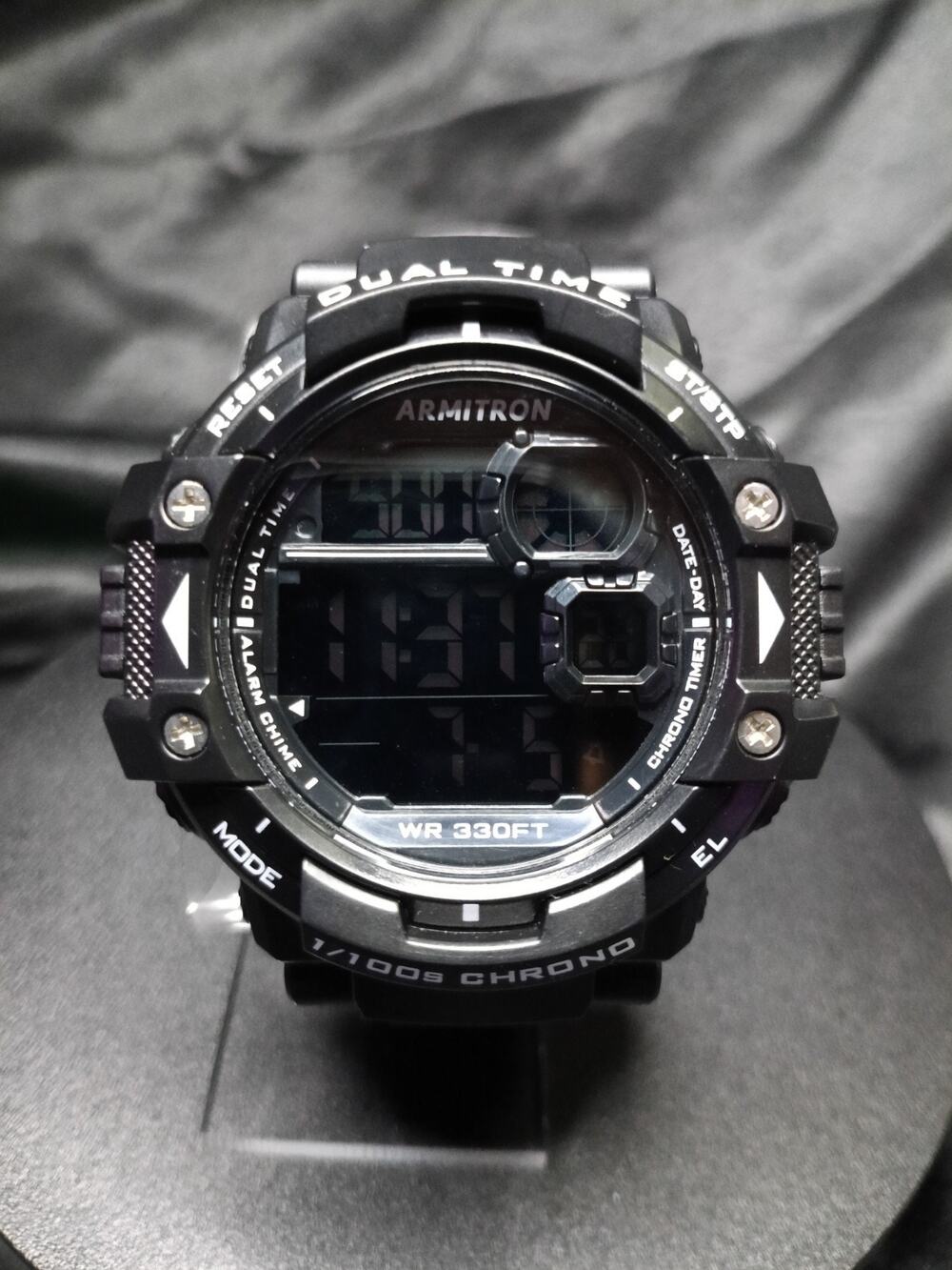 Armitron 54mm Digital Watch Black On Black New w/o Box